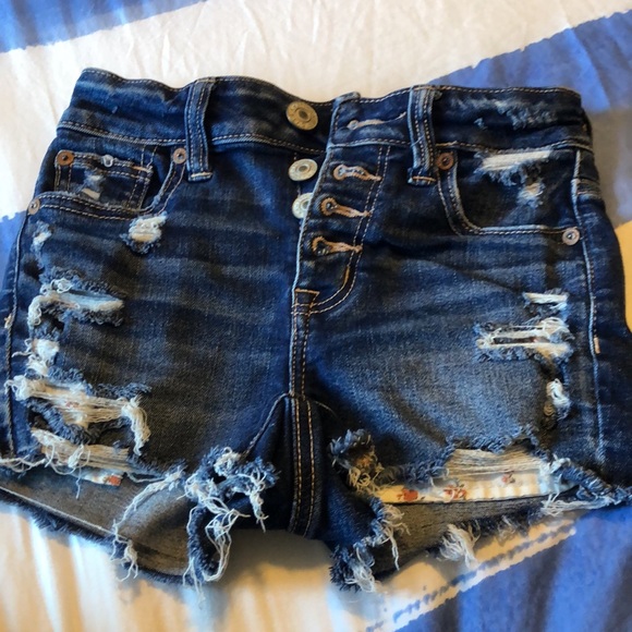 American Eagle Outfitters Pants - Distressed American eagle next level stretch high rise shortie shorts